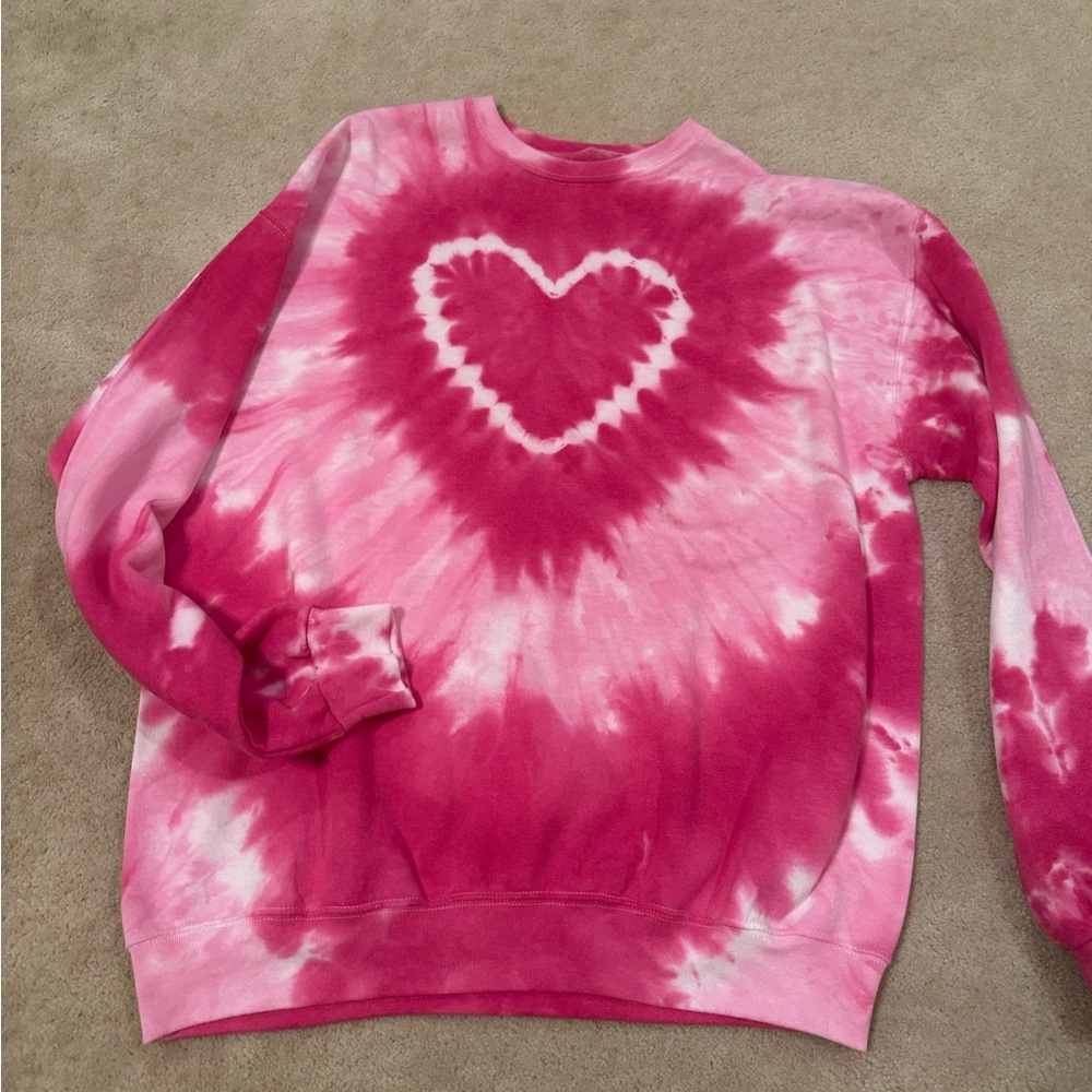 Urban Outfitters Pink Crew Neck Sweater with Heart Design
